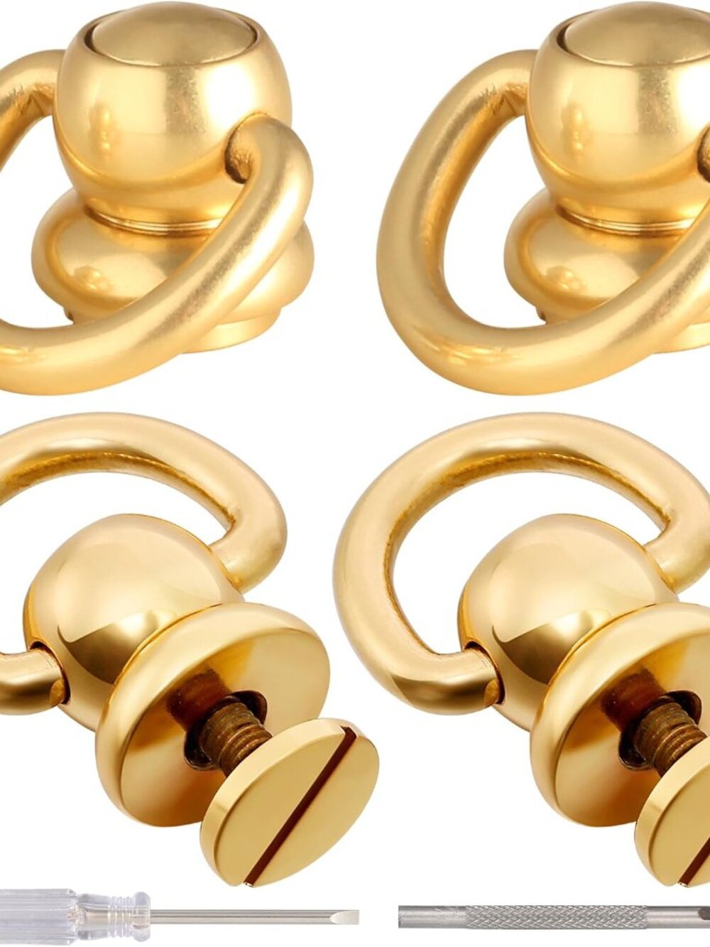 4Pcs D Rings for Purse Brass Rivets for Leather Rotatable Purse Strap Hardware B